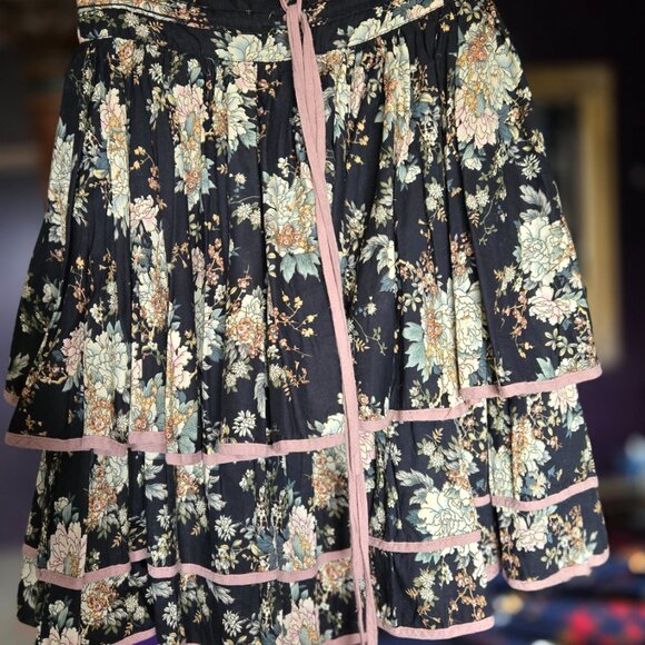 VINTAGE ARTKA HIGH WAISTED DRAWSTRING RUFFLED FULL FLORAL SKIRT S M L - Picture 4 of 16